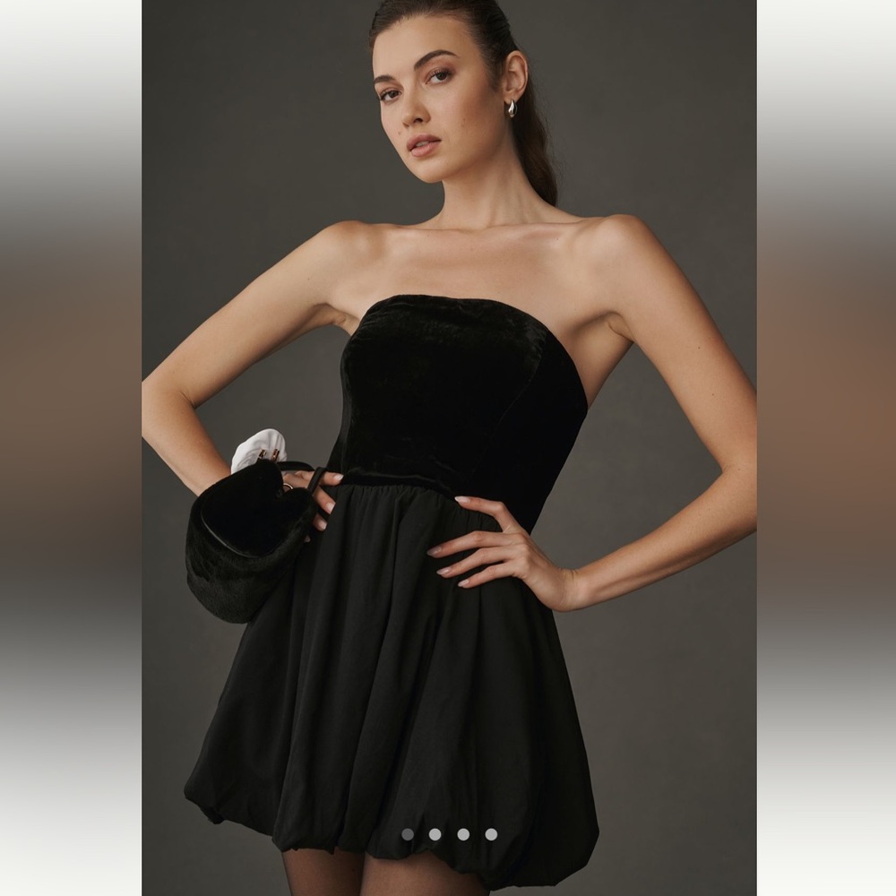NWT REFORMATION BLACK VELVET BUBBLE DRESS SIZE 6
